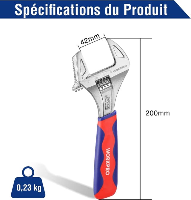 Thumbnail 5 de WORKPRO Clé à Molette 200mm 42 mm 📐