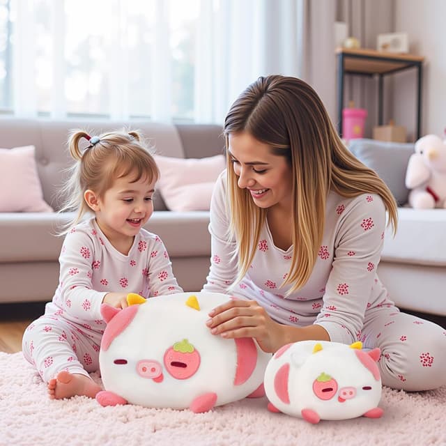 Detalle de Mewaii Peluche Vache Fraise Kawaii oreiller doux 40 cm