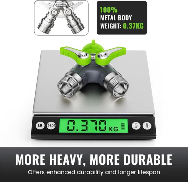 Detalle de RAINPOINT Y-Verteiler 3/4" für Wasser, 2-Wege Verteiler mit unabhängigem Schalter und Metallgehäuse