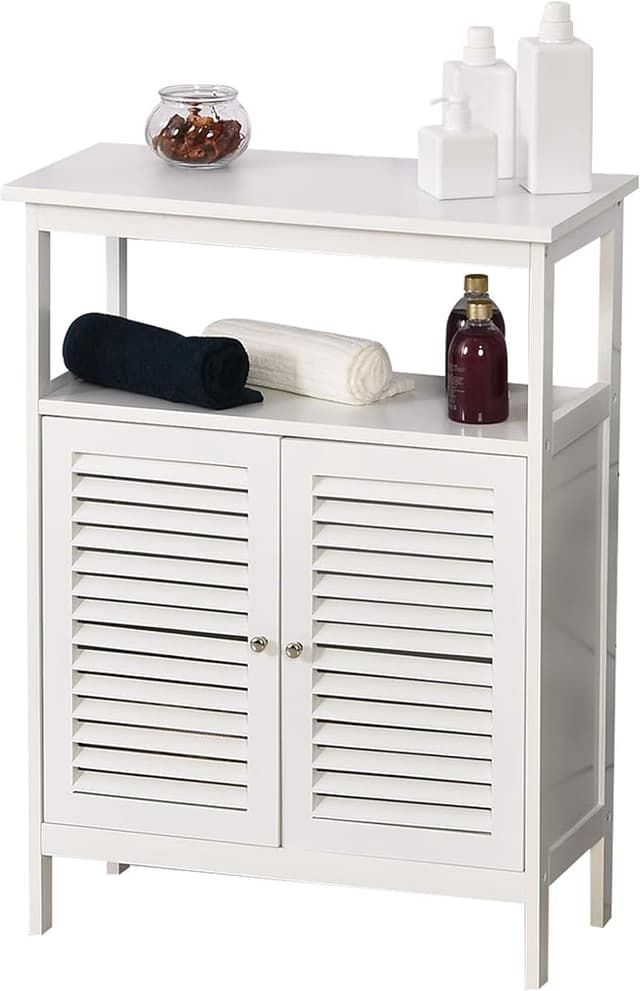 Detalle de kleankin Armario Auxiliar de Baño 2 Puertas de Persianas 🗄