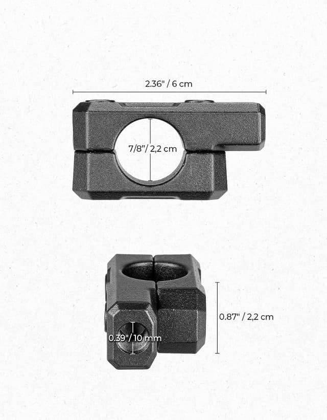 Detalle de KEMIMOTO supporti specchietti moto 10 mm, 2 pezzi con morsetti adattatori per manubrio da 22 mm