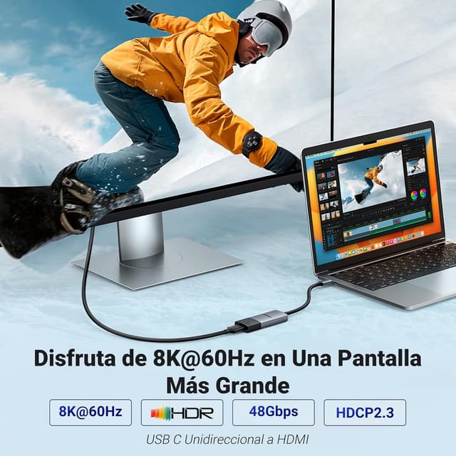 Detalle 2 de UGREEN Adaptador USB C a HDMI 8K 60Hz 🎥 Conexión Perfecta