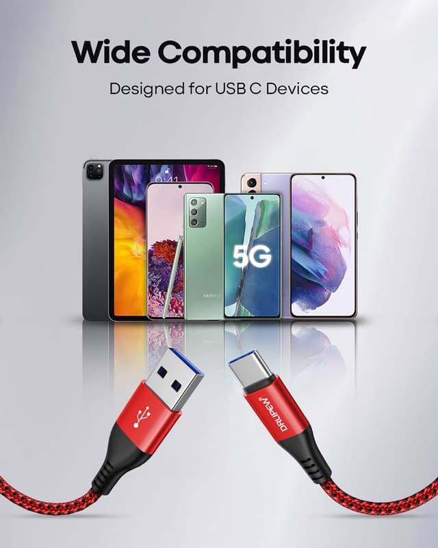 Thumbnail 6 de USB-C Charger Cable 2m 3-Pack (Nylon Braided, 3A Fast Charging) for Samsung Galaxy & LG, plus other USB‑C devices