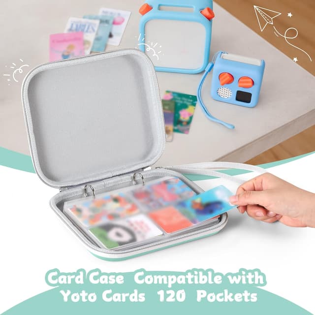 Detalle de Jaffzora Porte-cartes Yoto vert – 120 poches étanches et anti-rayures pour cartes 17,8×4,3×21,8 cm