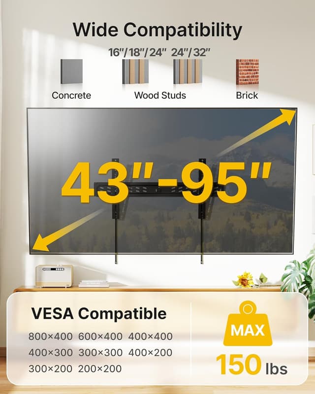 Detalle 2 de monTEK Ultra Slim Fixed TV Wall Mount (0.95 in low-profile, for 43–95" TVs) up to 150 lbs