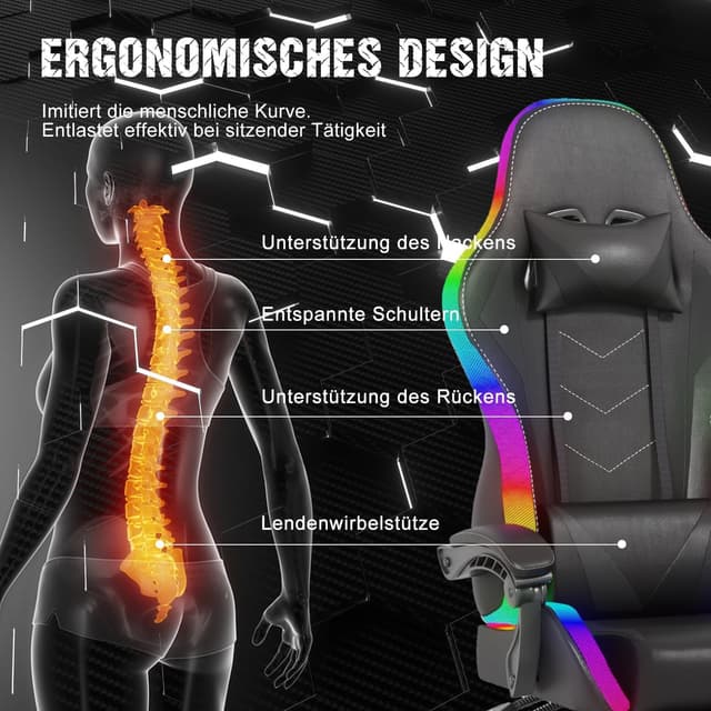 Thumbnail 6 de JUMMICO sedia gaming con LED RGB 90-135°