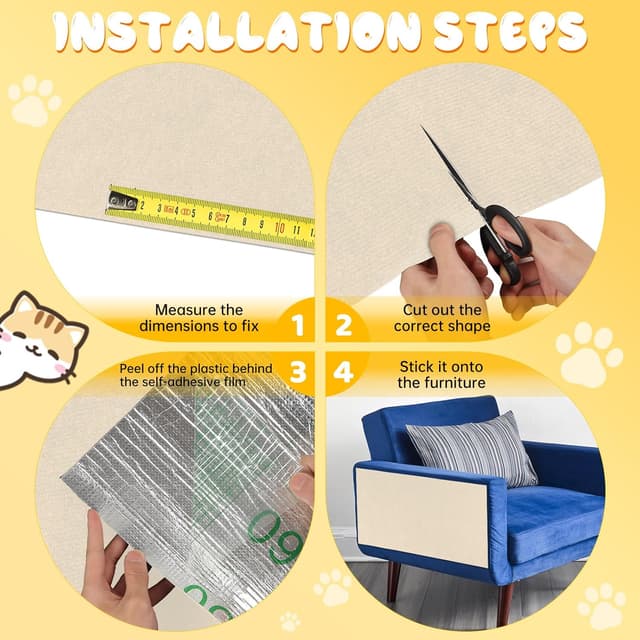 Thumbnail 5 de Yokuni Tapis Griffoir Chat Autocollant 200x40 cm