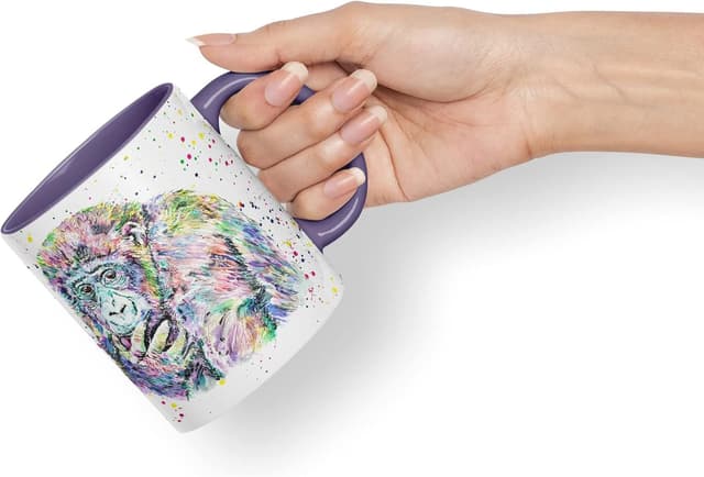 Detalle de Vixar Gorilla Ape Monkey Animals 11oz Coloured Ceramic Mug (Purple)