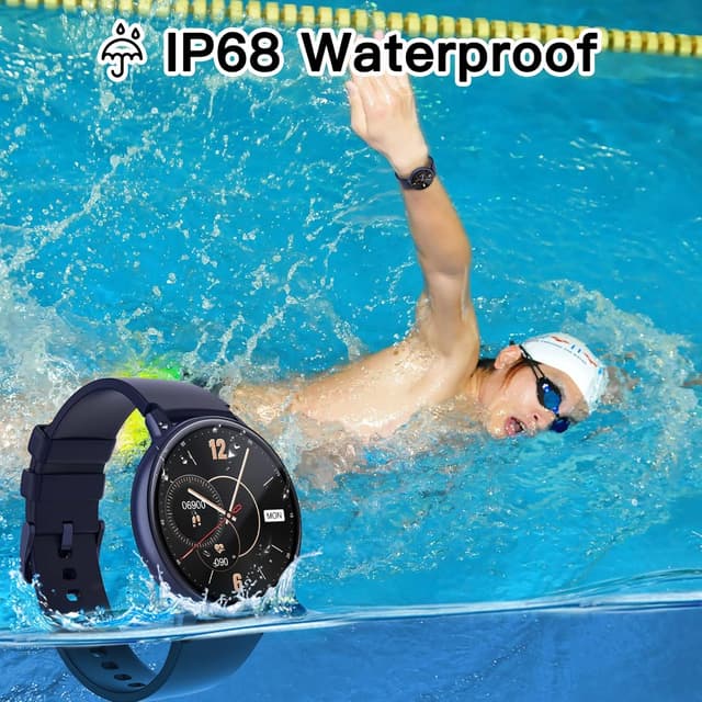 Thumbnail 6 de Smart Watch for Women Men (Answer/Dial Calls) with 1.3" AMOLED Round Display, IP68 & Fitness Tracking – Blue