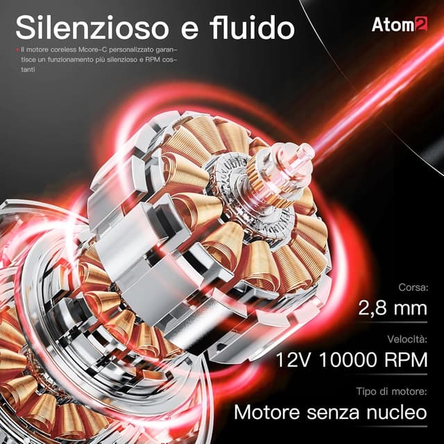 Detalle de Dragonhawk Atom2 Wireless Tattoo Machine penna per tatuaggi con display e modalità