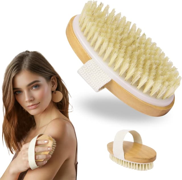 Thumbnail 6 de URAQT spazzola per corpo in legno con setole naturali (kit da 2 pezzi) per esfoliazione a secco e massaggio linfatico
