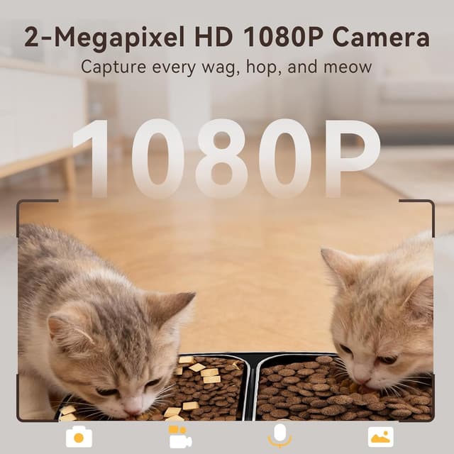 Detalle de 8L Smart Pet Feeder with Camera (1080p HD, Night Vision, 2-Way Audio) – 5GHz WiFi App Control