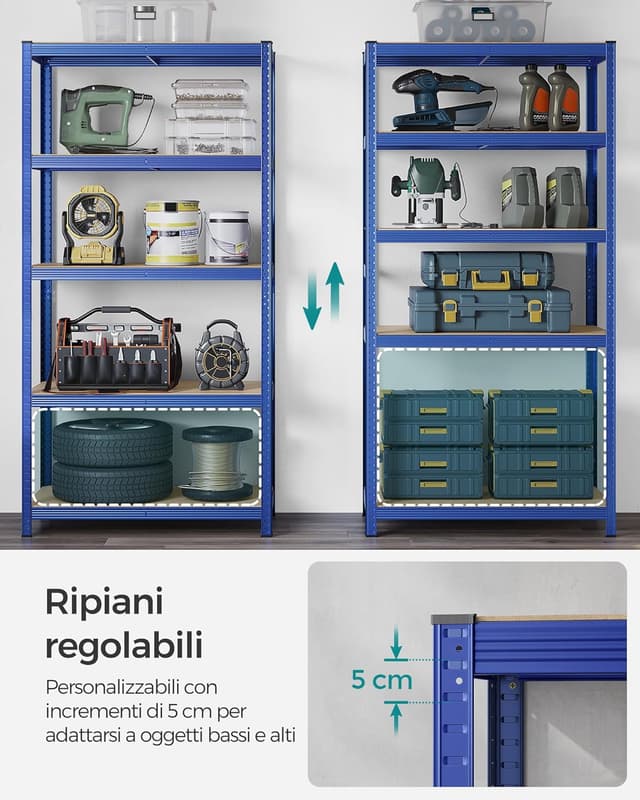 Thumbnail 4 de SONGMICS Set scaffali in metallo 50x100x200 blu GLR050Q02