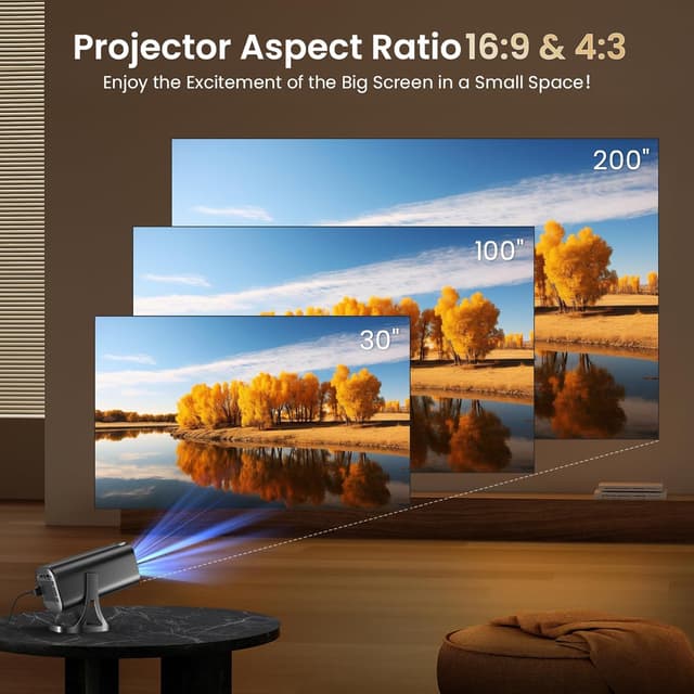 Detalle 2 de Mini Beamer 4K 1080P – tragbarer Projektor mit Android 12.0, WLAN 6 und Bluetooth 5.4