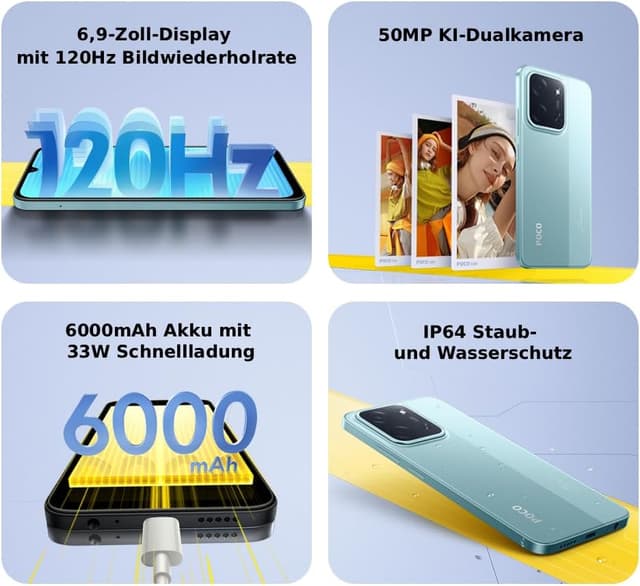 Detalle de XIAOMI POCO C85 8+256GB (6,9" 120Hz) mit 6000mAh und 50MP AI-Zweifach-Kamera – Purple