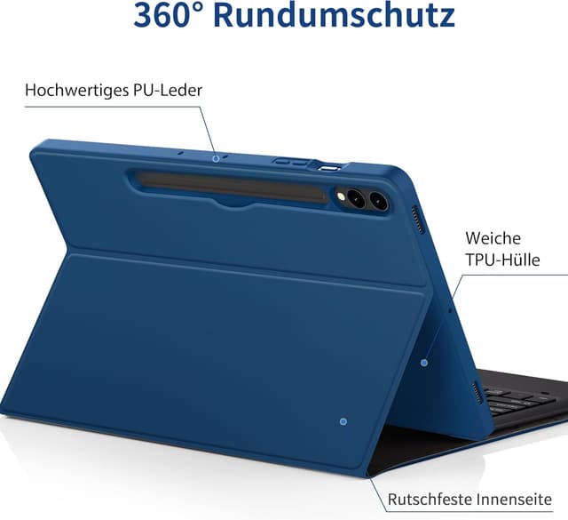 Detalle de EasyAcc Tastatur Hülle für Samsung Galaxy Tab S9 FE+ / S9+ / S10+ 12,4 Zoll (QWERTZ, abnehmbar) – blau