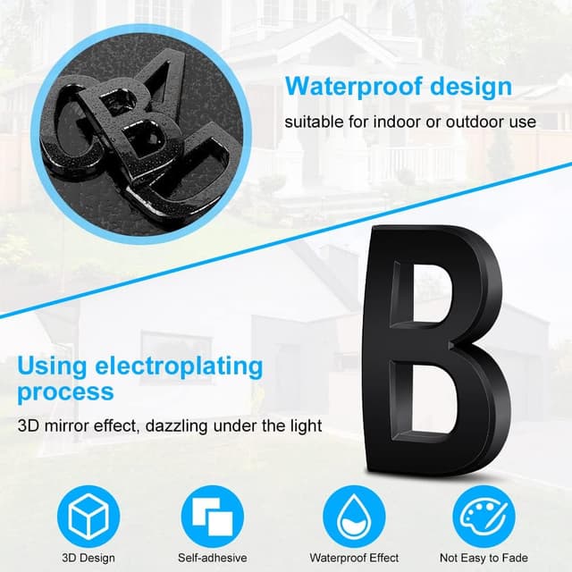 Detalle de Plaque de numéro de maison Vicloon moderne brossée (effet miroir 3D) pour porte et boîte aux lettres