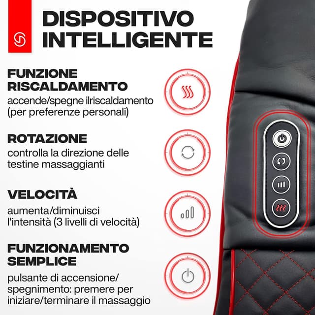 Detalle de Essy Massaggiatore cervicale a calore Shiatsu per collo, collo e spalle, schiena e gambe