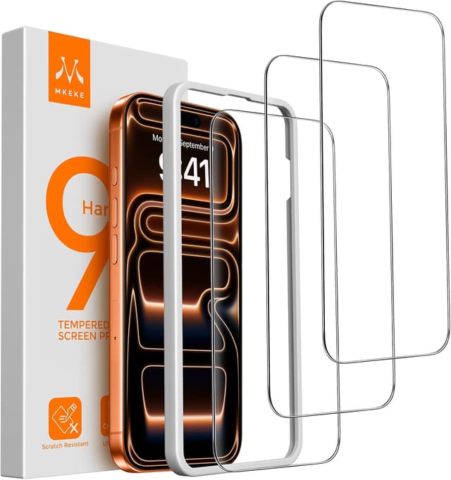 Detalle de iPhone 17 Pro Mkeke Screen Protector 9H 3-Pack