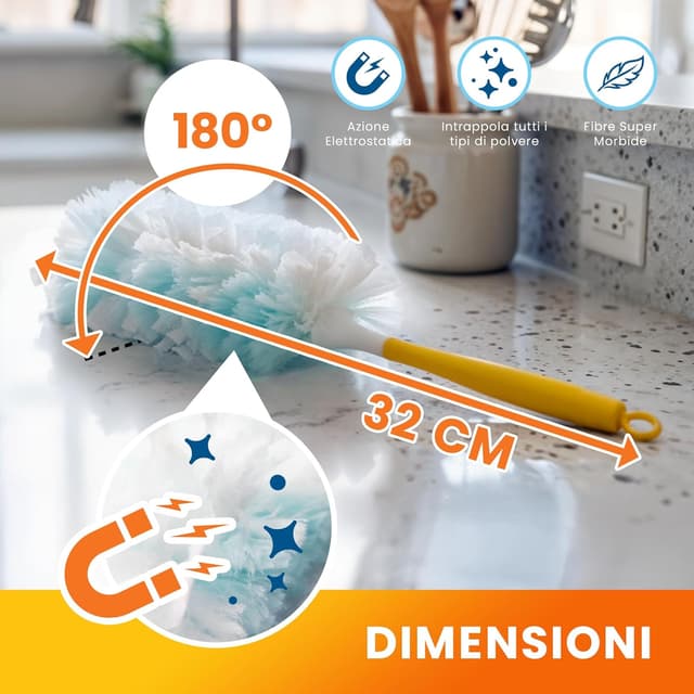 Detalle de FixedNow XXL set da 30 panni catturapolvere per Swiffer Duster (con asta e manico)