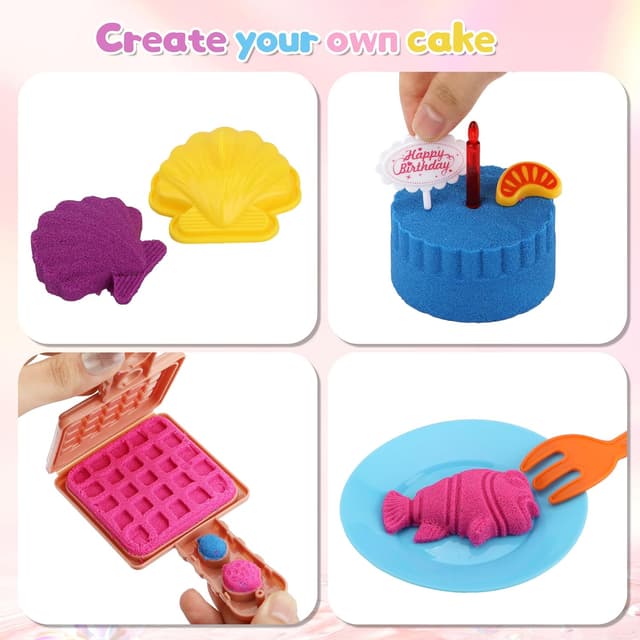 Detalle de YIDESTARS Sensory Play Kit: Sand Art & Ice Cream Toy Set (4lbs colorful sand) for ages 3–8