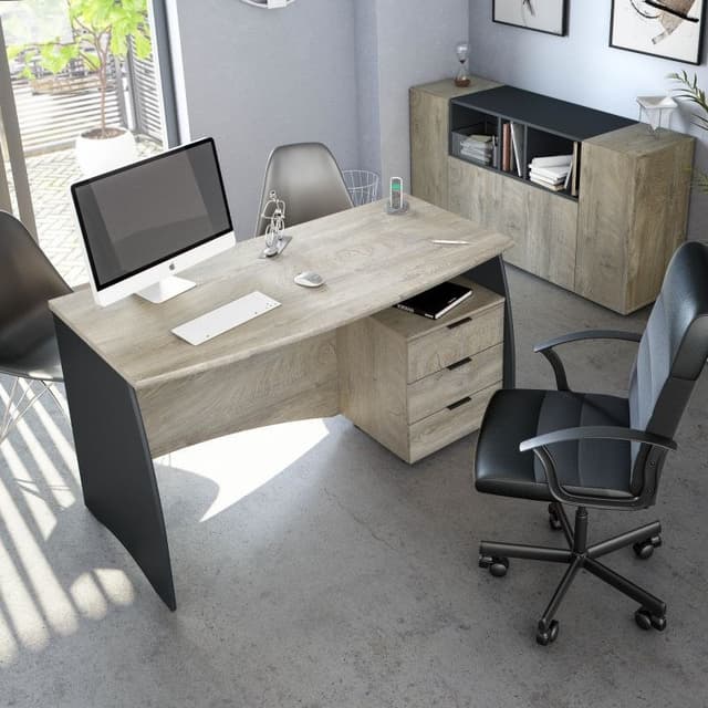 Detalle 2 de Habitdesign Stil Buc Mesa escritorio gris 3 cajones