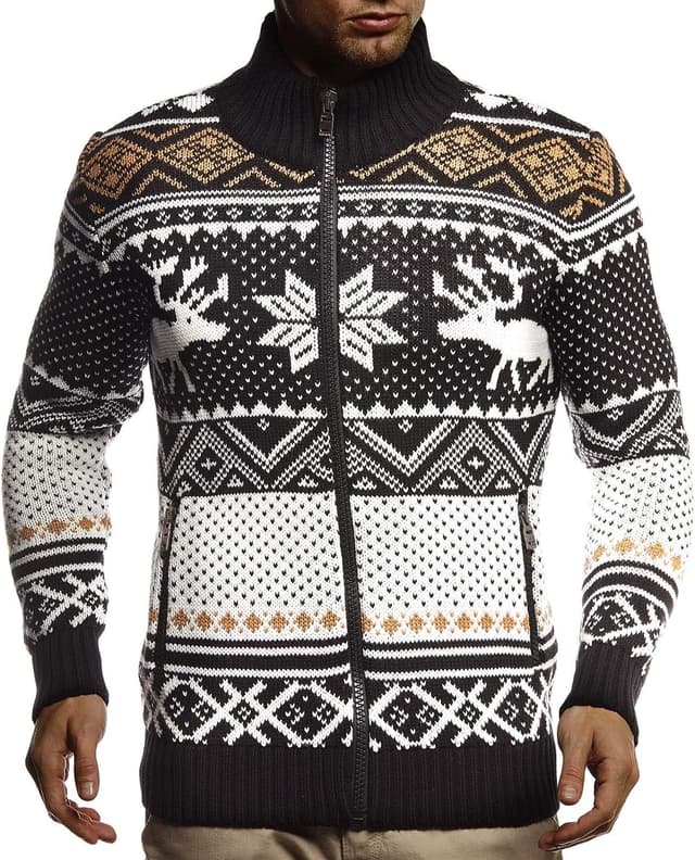 Detalle de Leif Nelson giacca uomo in maglia cardigan con colletto alla coreana #NV N # #NV