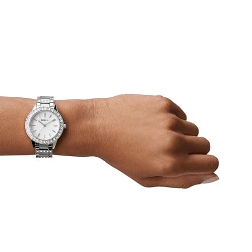 Detalle de Fossil Jesse reloj mujer 34 mm plateado con purpurina