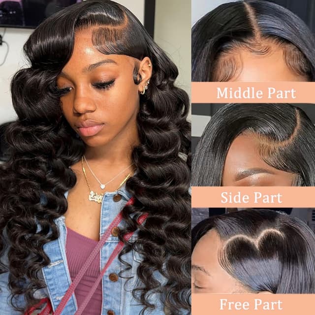 Detalle de PYY Deep Wave Lace Front Wig (13x4 HD Lace Frontal) – 22 Inch 100% Human Hair, Deep Wave, Glueless