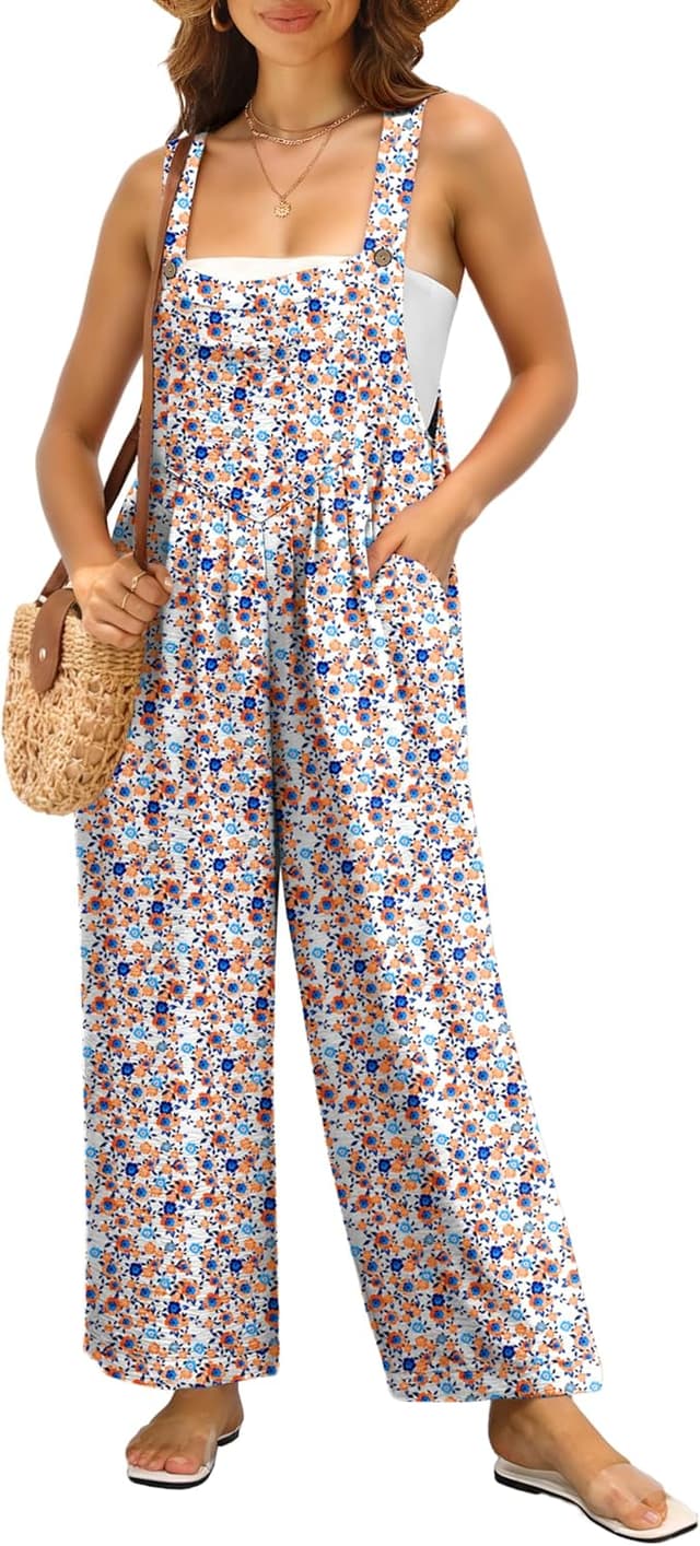 Detalle de IWOLLENCE Damen-Latzhose Sommer mit verstellbaren Trägern und Holzknöpfen