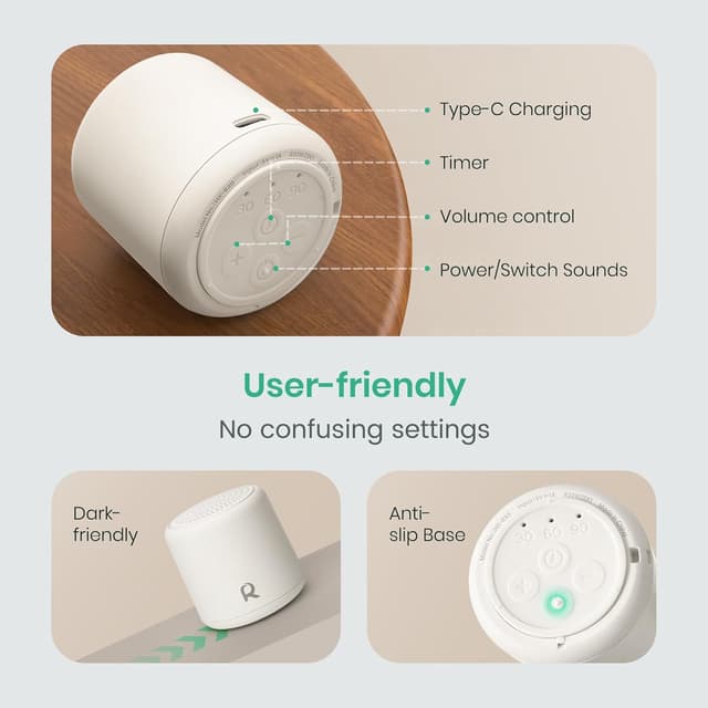 Thumbnail 6 de Restnature Portable White Noise Machine for Baby & Adults (16 sounds, USB rechargeable, timers)