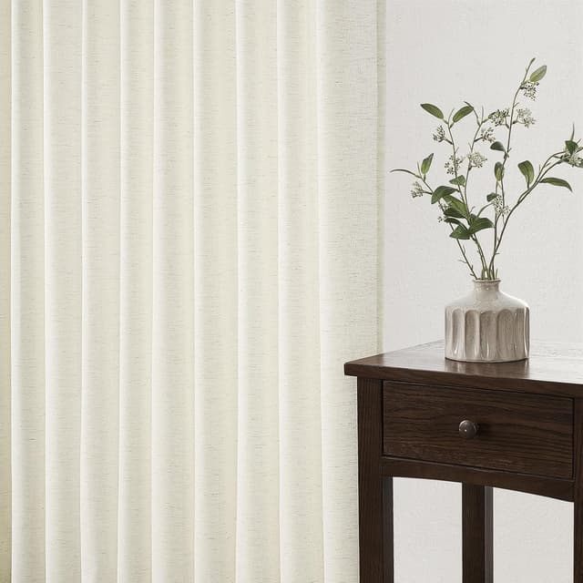 Detalle de Topfinel 94-Inch Pinch Pleat Linen Curtains (Set of 2 Panels) in Birch
