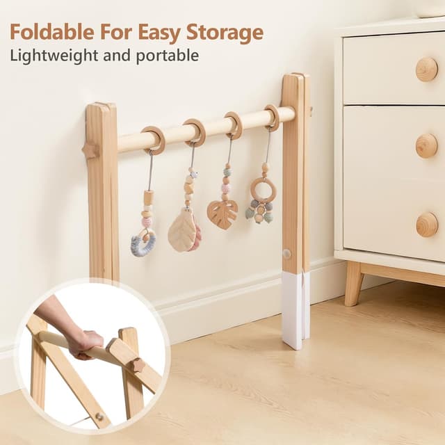 Thumbnail 4 de Promise Babe Arche de Jeu Bébé Bois 4 pendentifs 🎀