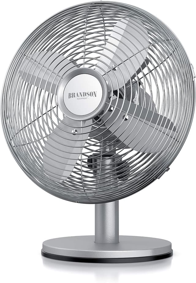 Detalle de Brandson Tischventilator Design Retro (Voll-Metall) mit 3 Geschwindigkeitsstufen, 80° Oszillation & ca. 40° Neigungswinkel