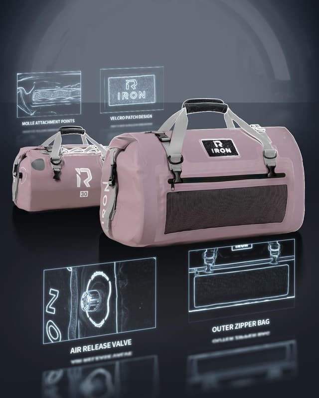 Detalle 2 de IRON JIA'S wasserdichte Motorradtasche Gepäckrolle (Hecktasche/Satteltasche) 50L in Lila