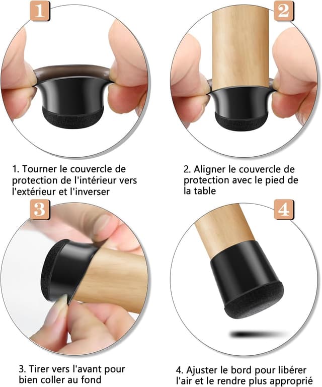 Detalle de Lytool 26 protège-pieds de chaise en silicone (feutre épais), pour pieds 14 à 20 mm