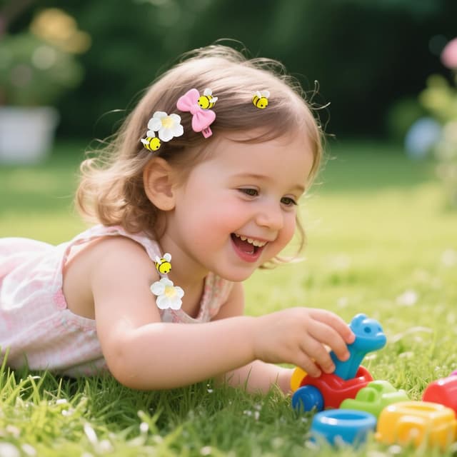 Detalle de YunJoyous Filz-Bienen Deko-Set (50 Stück) mit Häkelblumen – für DIY Girlanden, Haarclips & Partydeko