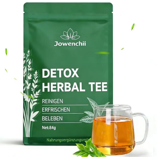 Detalle de Detox Tee zum Abnehmen – 28 Tage Stoffwechsel-Tee mit Grüntee, Lotusblättern & Inulin