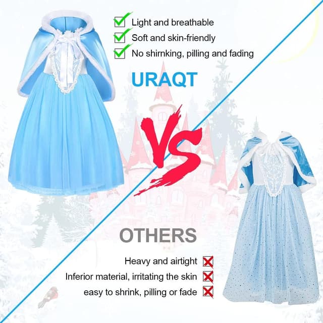 Detalle 1 de URAQT Mädchen Prinzessin-Kostüm Kleid 130
