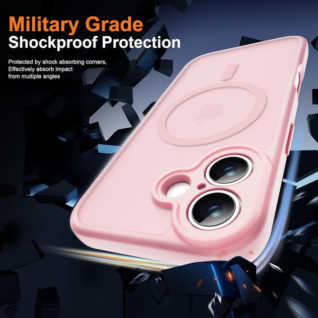 Detalle de ORETECH Magnetic Case for iPhone 17 6.3" (Light Pink) with MagSafe ring and 2x HD tempered glass screen protectors