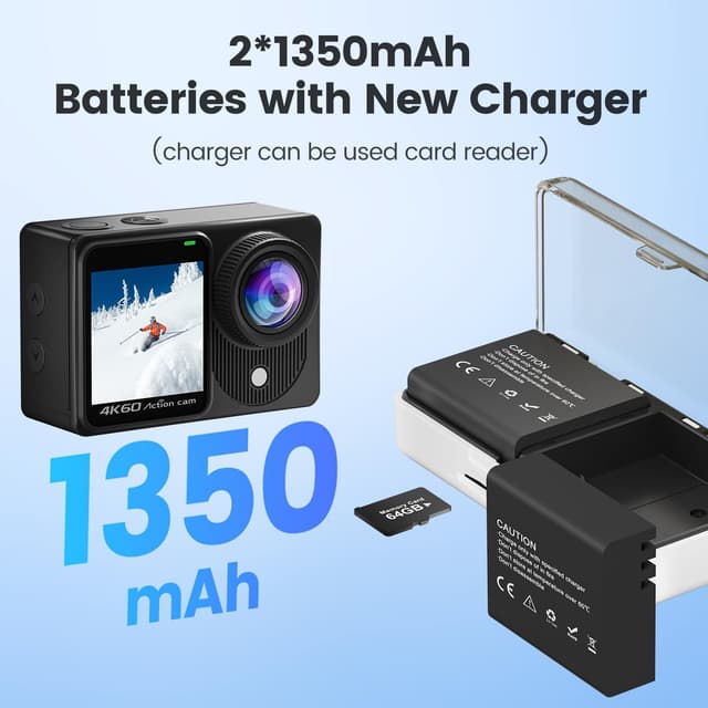 Thumbnail 4 de TIMNUT Touchscreen Action Cam 4K60FPS mit 64 GB Karte