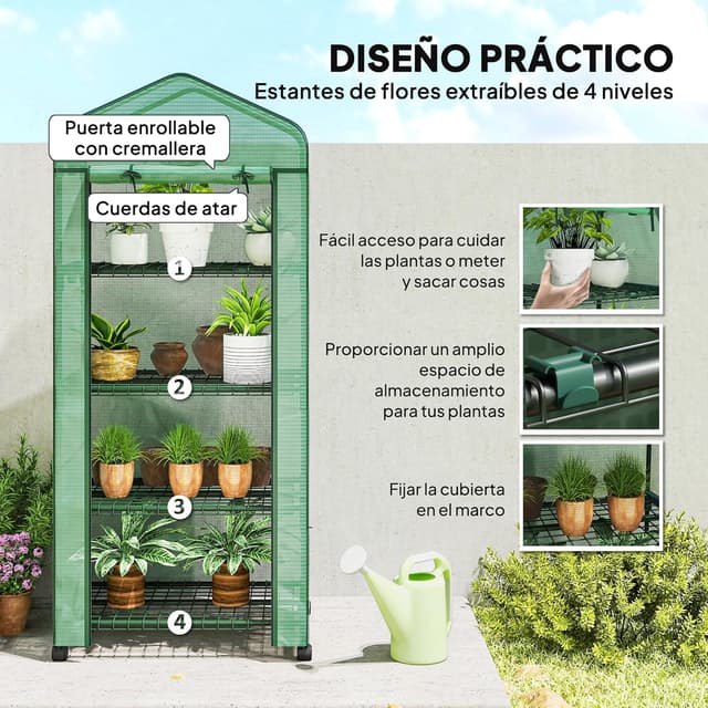 Thumbnail 4 de Outsunny Invernadero 70x50x165 cm para terraza