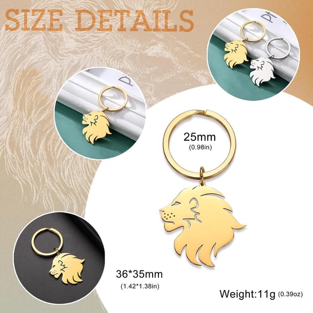 Detalle de Dreamtimes Lion avec couronne roi porte-clés en acier inoxydable pour hommes (lion punk)
