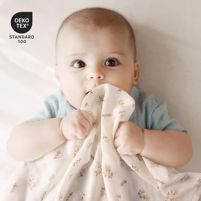 Detalle de GLLQUEN BABY Musselintücher (70 x 70 cm) im 6er-Pack – Spucktücher aus Bambus und Baumwoll-Musselin