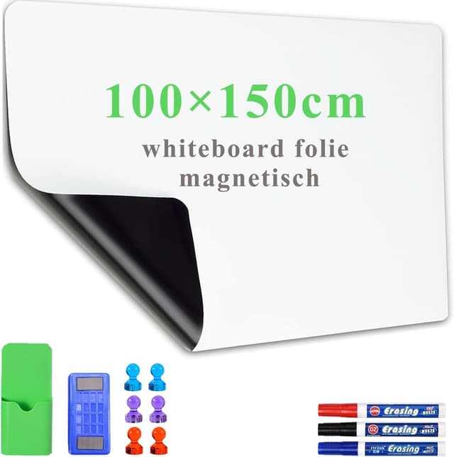 Detalle de LYZZXI Whiteboard Folie magnetisch 100 × 150 cm – selbstklebendes Memoboard mit Marker & Schwamm