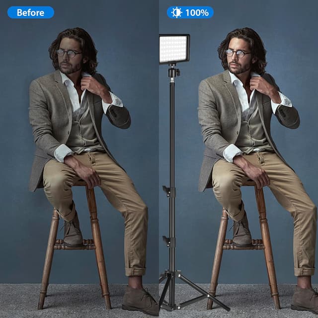 Thumbnail 6 de Ci-Fotto LED Fotolicht Video Licht 2er-Set, dimmbar (5600K), USB-Panel inklusive Farbfilter