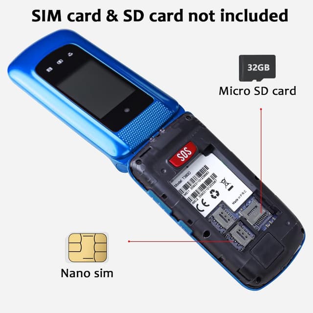 Thumbnail 6 de Uleway 4G Big Button Senior Flip Phone with SOS Button, Charging Dock and 2.4" + 1.8" IPS Screen (Blue) — SIM-free unlocked