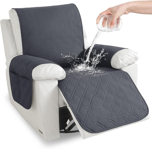 Detalle de YSTELLAA Copripoltrona Relax Reclinabile Grande da 1 posto impermeabile grigio scuro con braccioli (rimovibili)