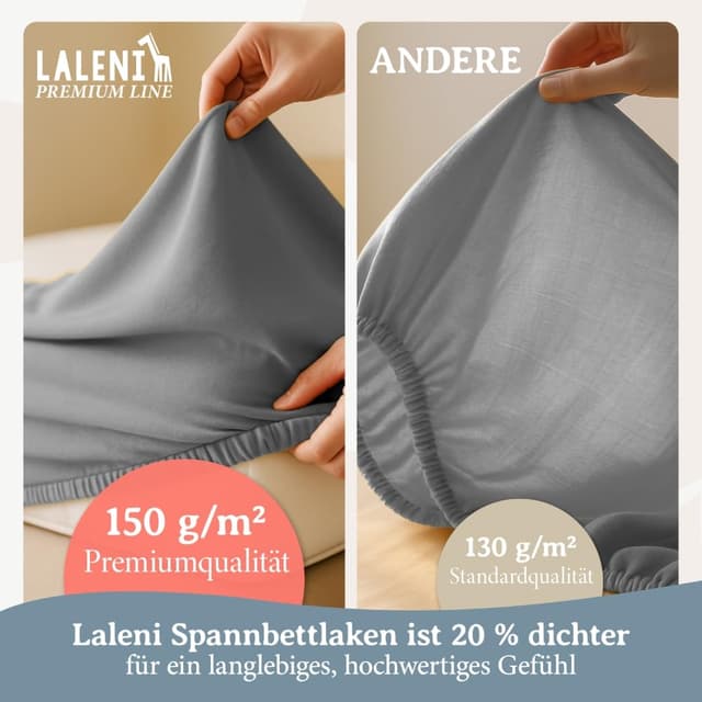 Detalle 2 de Laleni Premium Spannbettlaken 50x89 cm aus 100% Baumwolle, für Baby- & Kinderbett (grau), OEKO-TEX zertifiziert
