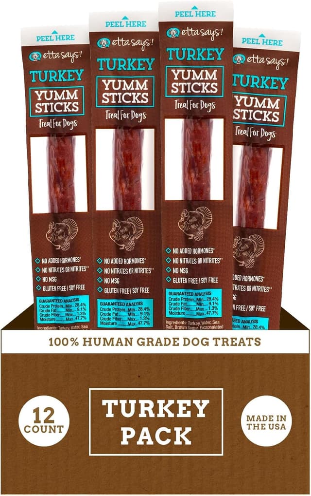 Detalle de ETTA SAYS! Yumm Sticks Natural Dog Treats (Turkey Jerky) — 12 Count